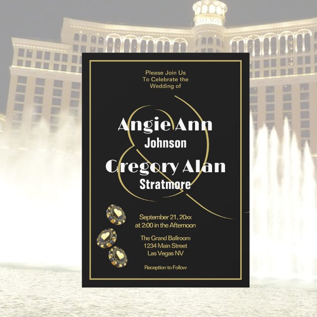 Black Gold Elegant Las Vegas Destination Wedding   Invitation (Creator Uploaded)
