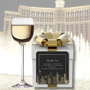 Black Gold Elegant Las Vegas Destination Wedding   Square Sticker