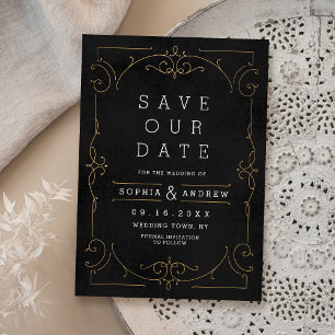 Black & Gold Elegant modern classic wedding Save The Date
