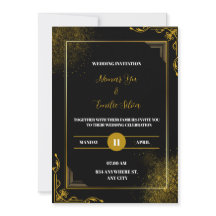 Black Gold Elegant Modern Wedding Invitation
