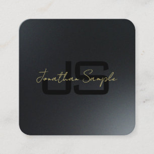 Black & Gold Elegant Monogram Initial Professional Square Business Card