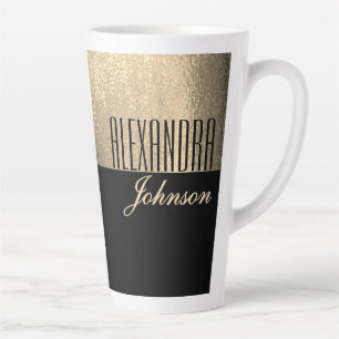 Black Gold Elegant Name Latte Mug