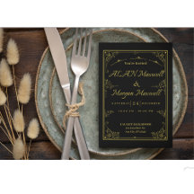 Black & Gold Elegant Photo Wedding Foil invitation