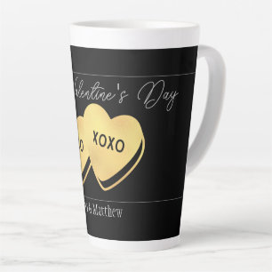 black gold elegant pink valentine,Sweet for couple Latte Mug