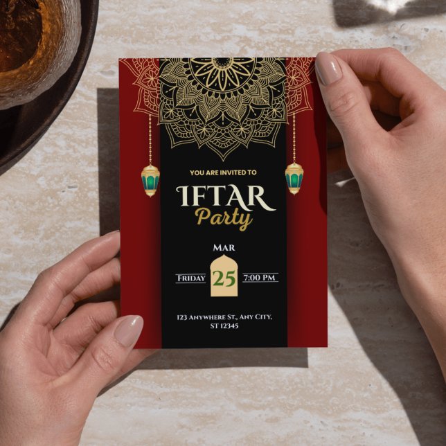 Black Gold Elegant Ramadan Iftar Party Invitation (Black Gold Elegant Ramadan Iftar Party Invitation)