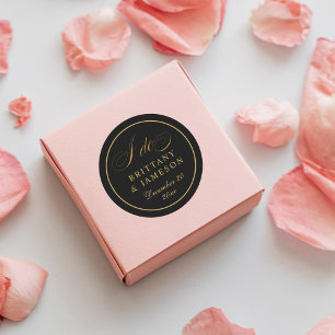 Black Gold Elegant Script I Do Wedding Sticker