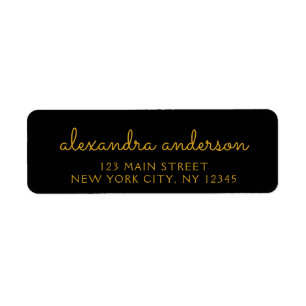 Black Gold Elegant Script Typography Wedding Event Return Address Label
