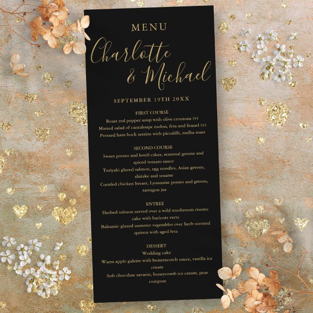 Black Gold Elegant Signature Wedding Menu (Black Gold Elegant Signature Wedding Menu)