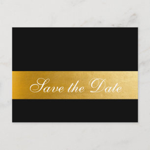 Black Gold Elegant Wedding Save the Date Postcard