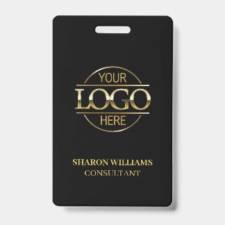 Black & Gold Employee ID with Custom Business Logo Badge