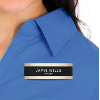 Black Gold Employee Staff Magnetic Name Tag Badge
