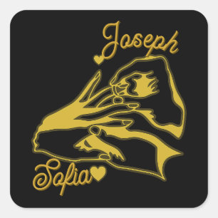 Black Gold Engagement Envelope Seal Sticker