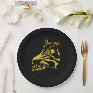 Black Gold Engagement Paper Plates