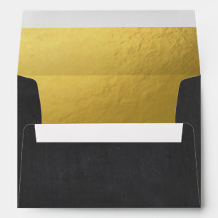 Black Gold Envelope Elegant Modern Birthday
