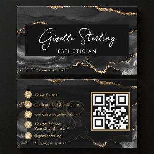 Black Gold Esthetician QR Code  Business Card