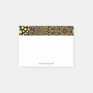 Black Gold Ethnic Floral Personalise Post-it Notes