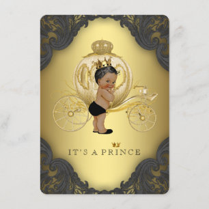 Black Gold Ethnic Prince Baby Shower Invitation