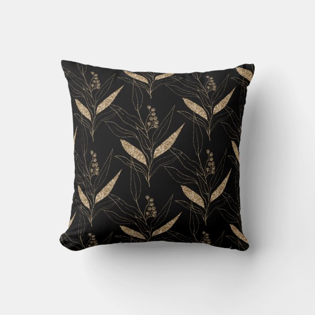 Black Gold Eucalyptus Botanical PILLOW  (Front)