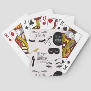 Black Gold Eyelashes Glam Birthday Playing Cards