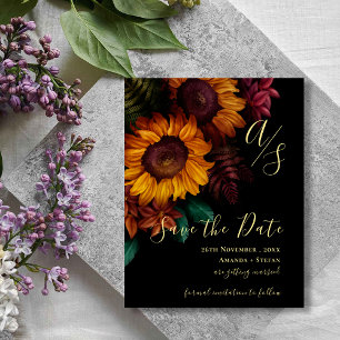 Black & Gold Fall Floral Wedding Save the Date
