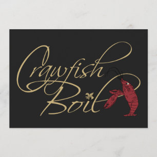 Black Gold Fancy Script Crawfish Boil Invitation