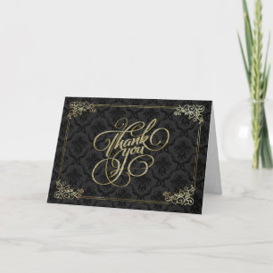 Black & Gold Fancy Text Design-Thank You Card