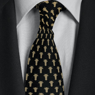 Black & Gold Farmer Rancher Cow Head Tie