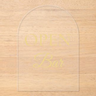 Black & Gold Faux Foil Arch Acrylic Open Bar Sign Invitations