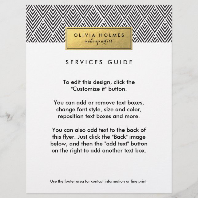 Black & Gold Faux Foil Chevron Pattern Flyer (Front)