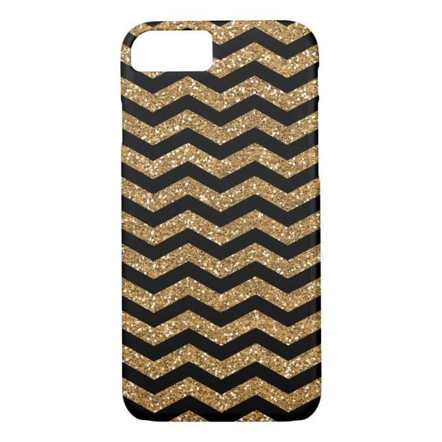 Black Gold Faux Glitter Chevron Case-Mate iPhone Case (Back)