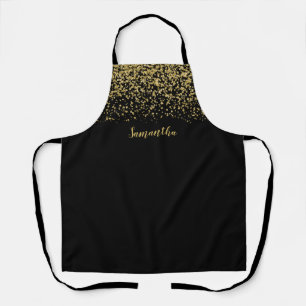 Black Gold Faux Glitter Personalised Apron