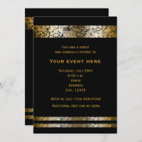 Black & Gold Faux Marble Elegant Event Invitation