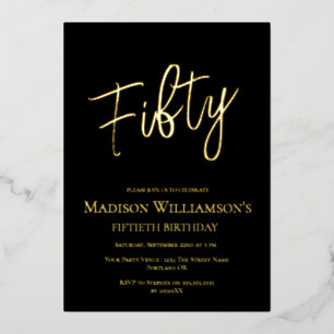 Black & Gold Fifty Minimal 50th Birthday Party