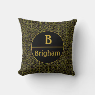 Black & Gold Filigree Monogram Cushion