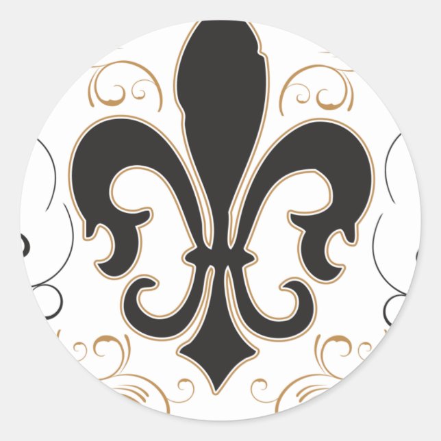 black_gold Fleur Classic Round Sticker (Front)
