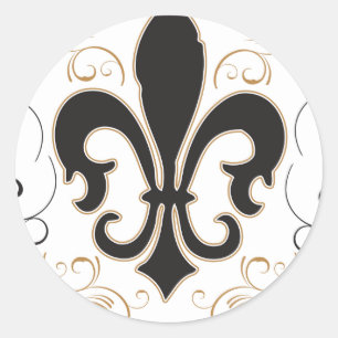 black_gold Fleur Classic Round Sticker