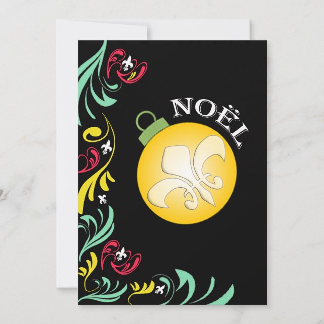 Black Gold Fleur de Lis Christmas Party Invitation (Front)