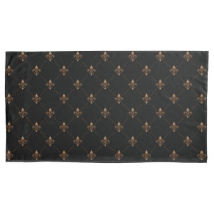 Black Gold Fleur De Lis Elegant Luxury Pattern Pillowcase