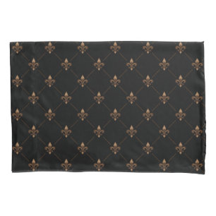 Black Gold Fleur De Lis Elegant Luxury Pattern Pillowcase