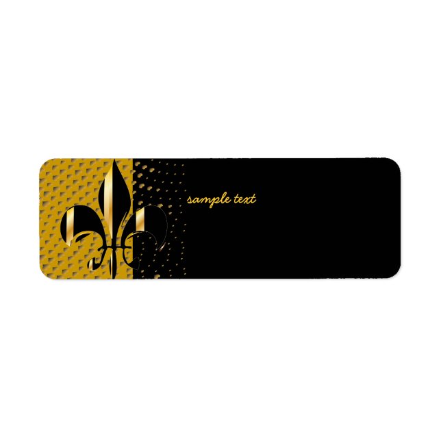 Black Gold Fleur de lis Return Address Label (Front)