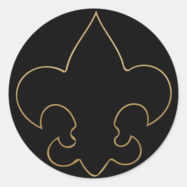 Black & Gold Fleur De Lis Stickers Seals (Front)