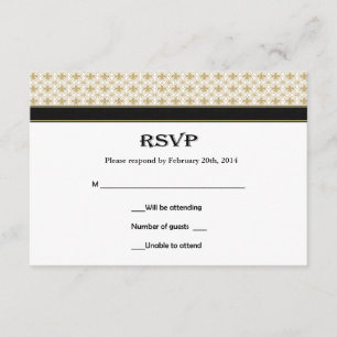 Black Gold Fleur de Lis Wedding RSVP Cards