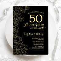 Black Gold Floral 50th Anniversary