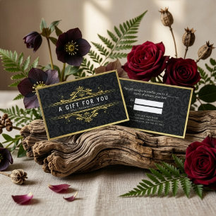 Black & Gold Floral Damask Linen Gift Certificate