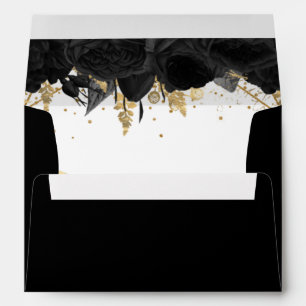 Black Gold Floral Elegant Envelope
