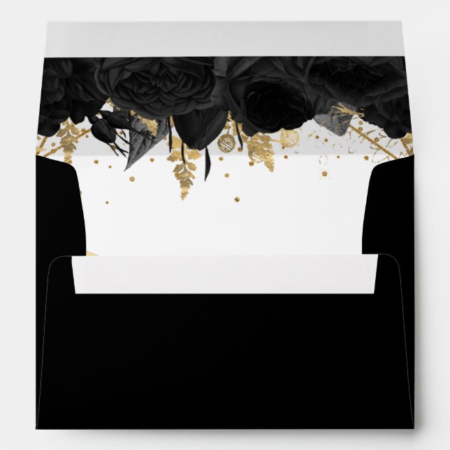 Black Gold Floral Elegant   Envelope (Back (Bottom))
