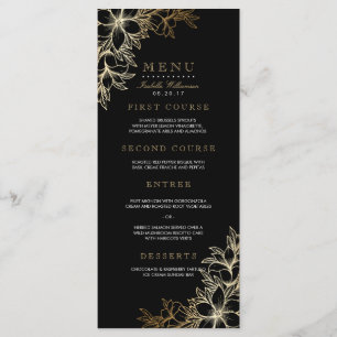 Black & Gold Floral Engagement Party Menu