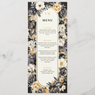 Black & Gold Floral Flat Menu