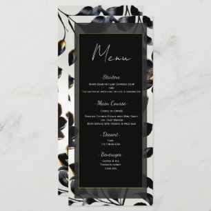 Black & Gold Floral Greige Wedding Menu