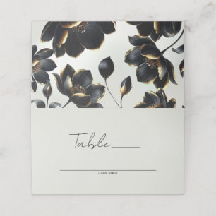 Black & Gold Floral Greige Wedding Table Place Card